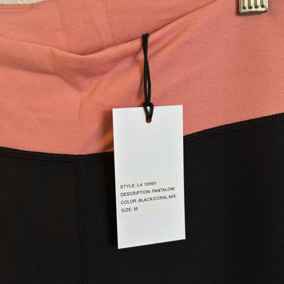 Revolve Iris & Ink Black Coral Pink Cropped High Waist Workout Leggings - Picture 5 of 6